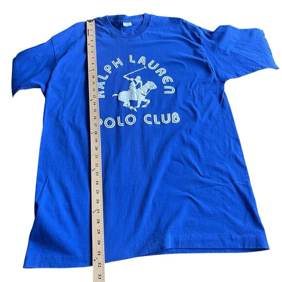Ralph Lauren Polo Club Graphic TShirt Mens Extra Large XL Cotton Blue Logo Pony - Picture 7 of 8